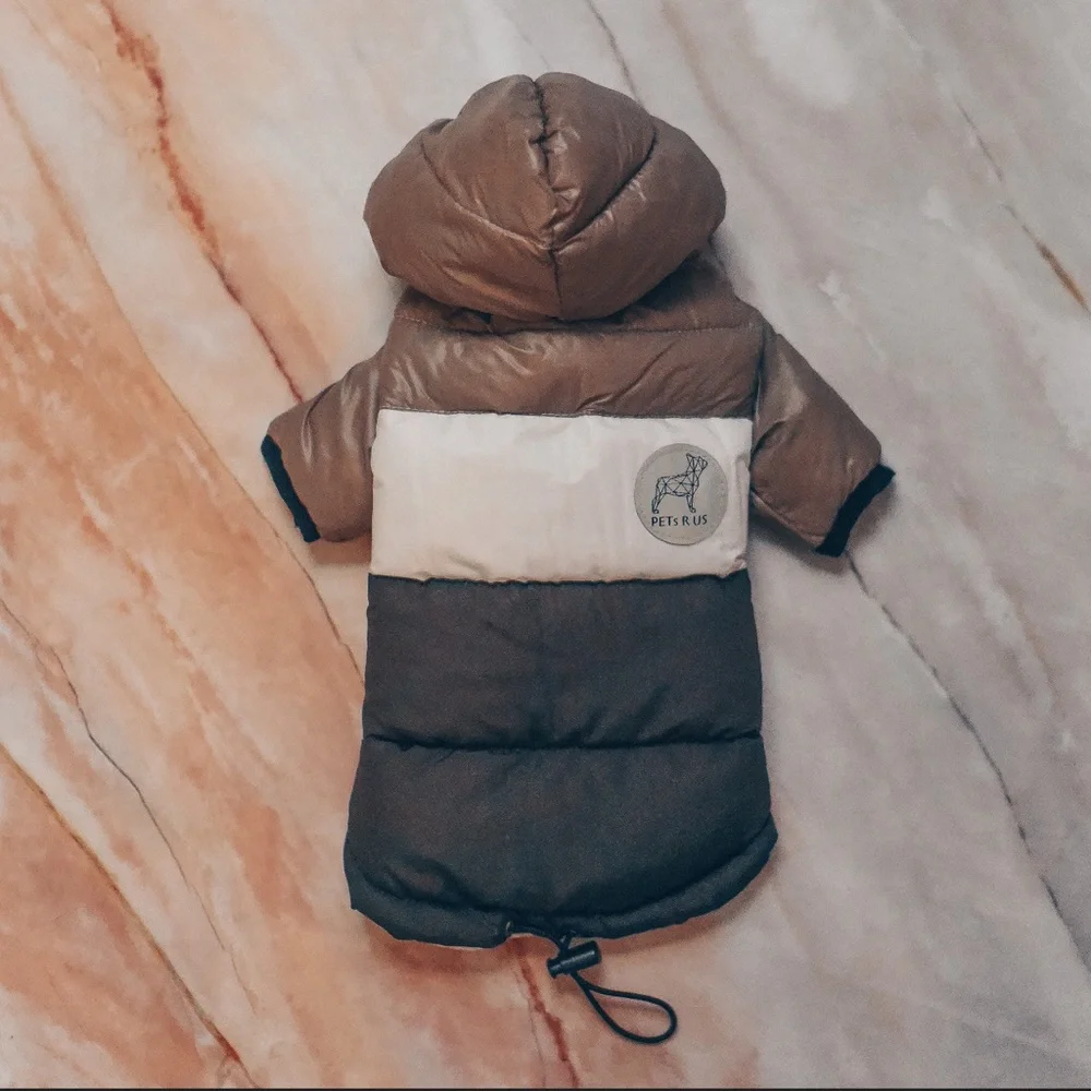 PETsRUS Puffer Jacket Dog Winter Coat Warm Padded Windproof Brown Beige Comfy